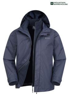 Blau - Mountain Warehouse Fell Wasserabweisende 3-in-1-Jacke für Herren (B95556) | 100 €