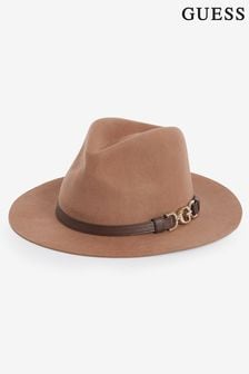 Guess Camel Brown Wool Fedora Hat (B95628) | 388 LEI