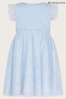 Синий - Детское платье с поясом Monsoon Penelope (B95666) | €37 - €40