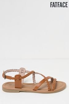 FatFace Brown Daphne Braided Leather Sandals (B95755) | MYR 297