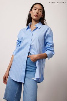 Mint Velvet Blue Contrast Stripe Shirt (B95972) | 391 QAR