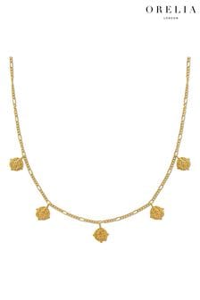 Orelia London 18k Gold Plating Multi Coin Figaro Drop Necklace (B96011) | LEI 179