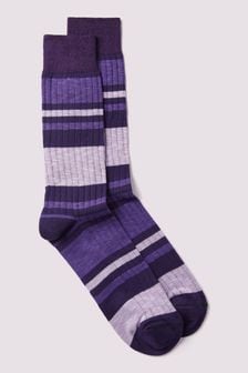 Violett - Duchamp Herren Gestreifte, melierte Socken (B96054) | 31 €