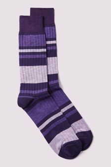 Duchamp Mens Purple Melange Stripe Socks