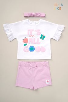 Lily & Jack Purple It's All Good Top Shorts And Headband Outfit Set 3 Piece