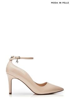 Moda in Pelle Natural Cristel Swirl Cut Topline Ankle Strap Court Shoes (B96179) | AED494