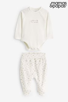 Mamas & Papas Cream 2 Piece Welcome To The World Bodysuit And Legging Set