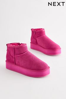 Pink Shower Repellent Faux Fur Lined Platform Boots (B96590) | €49