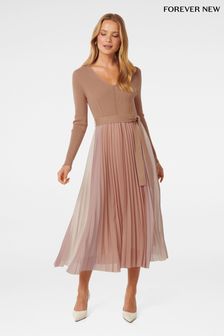 Forever New Brown Alicia Blocked Knit Midi Dress (B96662) | $183