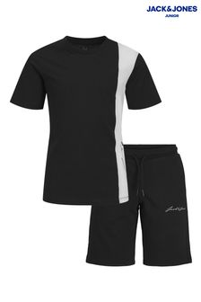 JACK & JONES JUNIOR Jersey Shorts and Short Sleeve Black T-Shirt Set