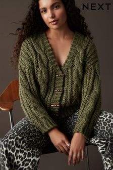 Chunky green cardigan new arrivals