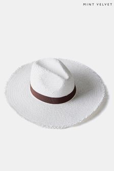 Mint Velvet Cream Frayed Straw Hat (B96902) | HK$504