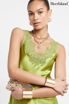 River Island Green Lace V-Neck Camisole (B96977) | AED142