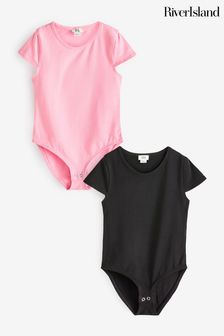 River Island Pink Girls Scoop Bodysuit 2 Pack (B97054) | HK$185