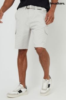 أبيض - Threadbare Belted Cargo Shorts With Stretch (B97136) | 144 د.إ