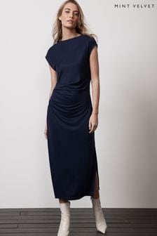 Mint Velvet Blue Jersey Column Midi Dress (B97419) | $170