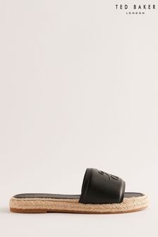 Ted Baker Black Portiya Flat Espadrilles Sandals With Signature Logo (B97482) | $224