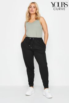 Yours Curve Black Cuffed Elasticated Stretch Joggers (B97569) | OMR14