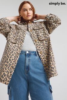 Simply Be Leopard Print Utility Brown Jacket