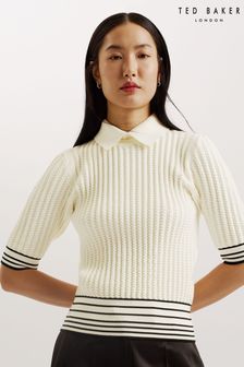 Ted Baker Cream Morliee Puff Sleeve Fitted Sweater (B97658) | 207 €