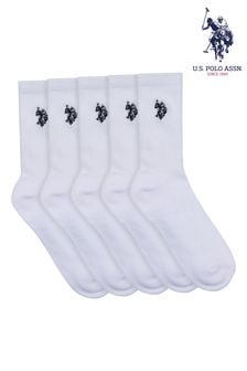 U.S. Polo Assn. Classic Sports White Socks 5 Pack (B97694) | 128 SAR