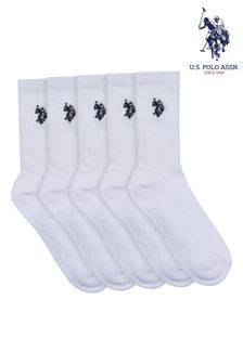 U.S. Polo Assn. Classic Sports White Socks 5 Pack