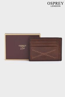 OSPREY LONDON The X Stitch Leather RFID Card Slip Brown Wallet (B97721) | $99