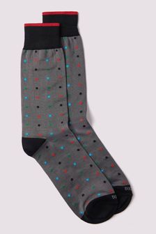 Duchamp Mens Grey Multi Spot Socks 2 Pack (B97729) | kr370