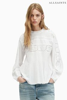 AllSaints White Elaia Embroidered Top (B97755) | $205
