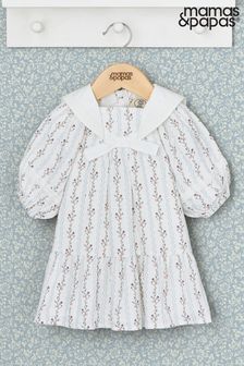 Mamas & Papas Laura Ashley Floral Sailor Collar White Dress (B97865) | $56