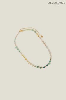 Accessorize 14ct Gold Plated Raw Stone Station Necklace (B97989) | HK$247