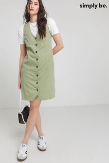 Simply Be Green Microfibre Pinafore Dress (B98121) | AED200