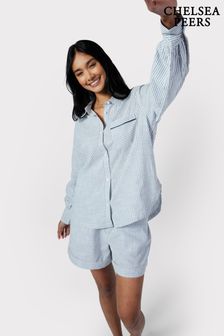 Chelsea Peers Blue Poplin Stripe Short Pyjama Set (B98353) | OMR30