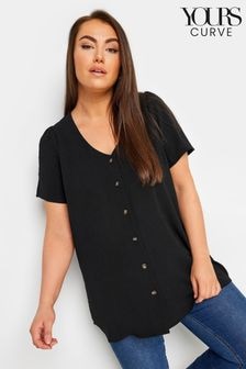 Yours Curve Black Button Front Blouse (B98365) | $41