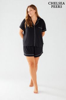 Chelsea Peers Black Modal Button Up Short Pyjama Set (B98467) | 58 €
