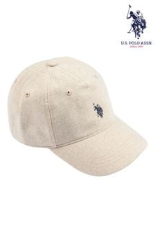 U.S. Polo Assn. Mens Linen Blend Casual Brown Cap