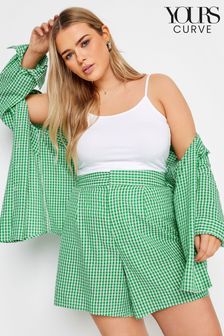 Yours Curve Green LIMITED COLLECTION Gingham Check Shorts (B98516) | kr312