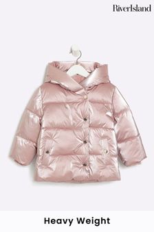 River island pink rain mac online