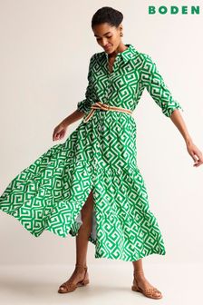 Boden Green Flo Cotton Midi Shirt Dress (B98610) | €173