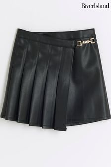 Black pleated skirt river island online