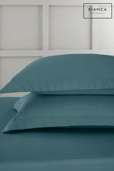 Bianca Teal 400 TC 100% Cotton Sateen Oxford Pair Pillowcases (B98746) | €20