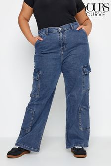 Yours Curve Blue Limited Collection Curve Mid Wash Wide Leg Cargo Jeans (B98843) | €49