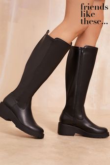 Women s Black Wide Knee High Footwear Next Luxembourg
