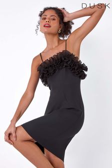 Dusk Black Frill Detail Stretch Dress (B99031) | €63