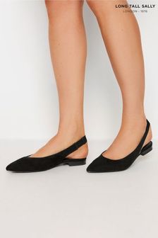 Long Tall Sally Black Flat Point Slingback Shoes (B99061) | AED189