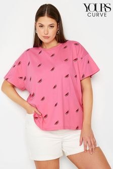 Yours Curve Pink 100% Cotton Watermelon T-Shirt (B99217) | $33