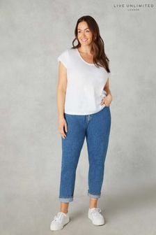 Live Unlimited Curve Petite Mid Blue Mom Comfort Jeans (B99356) | $135