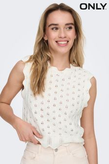 ONLY White Crochet Vest (B99585) | KRW42,700