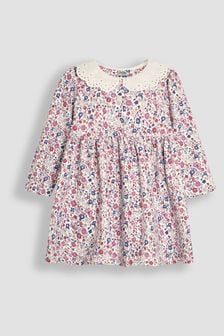 Różowe drobne motyle - Jojo Maman Bébé Floral Broderie Collar Dress (B99617) | 145 zł