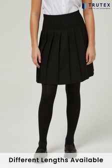 Trutex Black 16" Stitch Down Permanent Pleats School Skirt (10-16 Yrs) (B99621) | OMR12 - OMR14